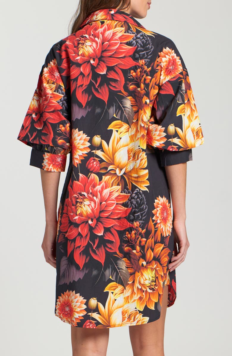 APNY Floral Print Puff Sleeve Shirtdress, Alternate, color, Red Multi