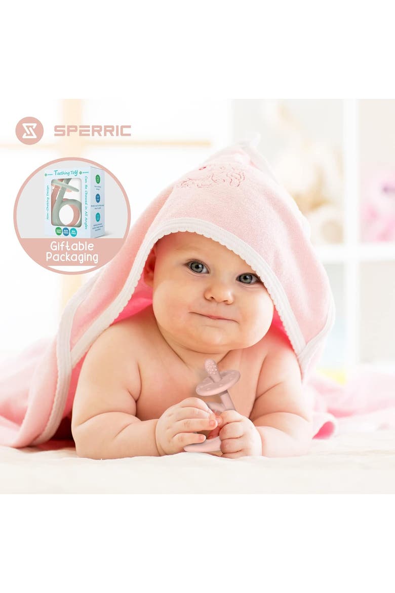 Silicone Baby Teethers Freezer Safe Set, 2-Piece, Alternate, color, Rose Quartz/Light Green