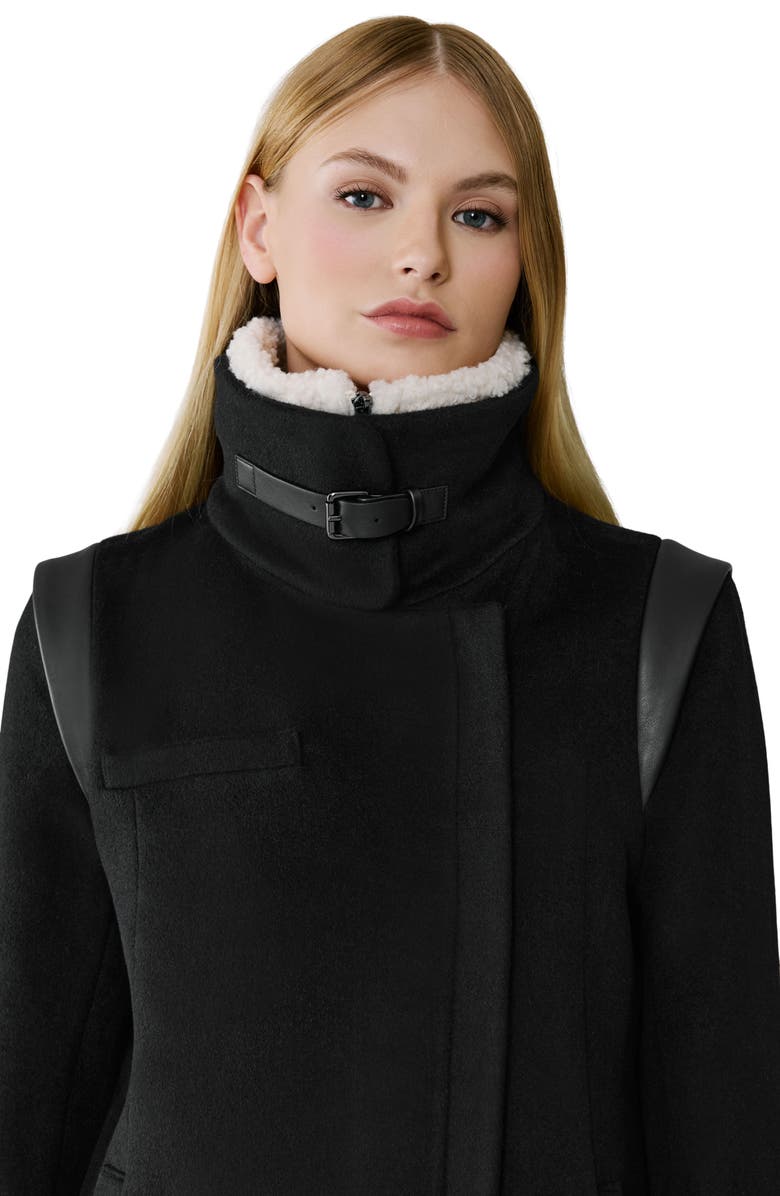 Soia & Kyo Kiana Wool Blend Coat with Removable Faux Shearling Bib, Alternate, color, Black