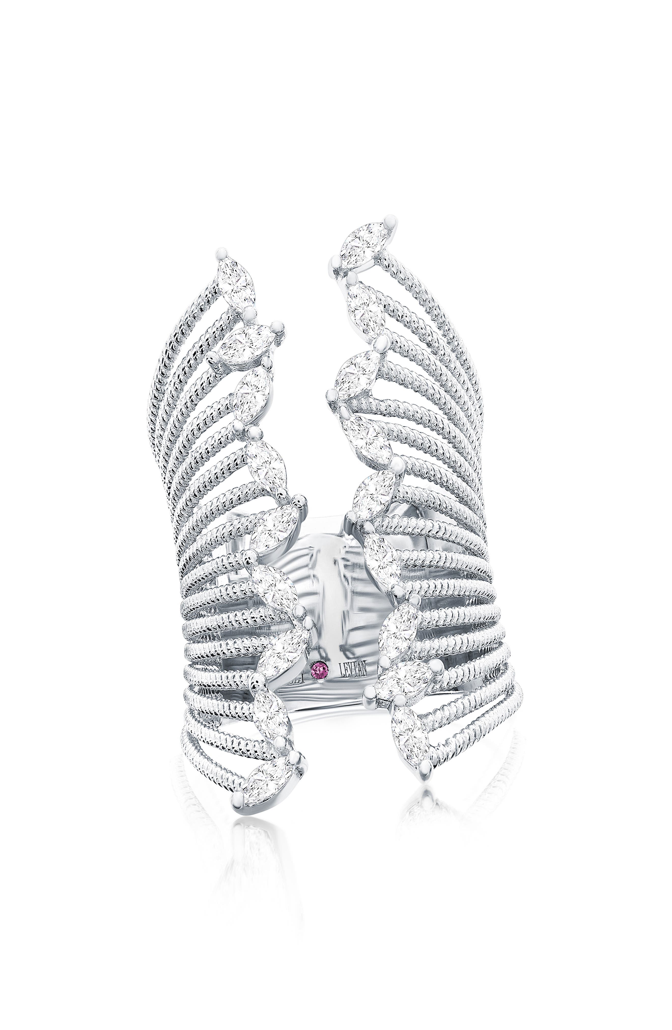 SUZY LEVIAN White Cubic Zirconia Marquise Open Ring