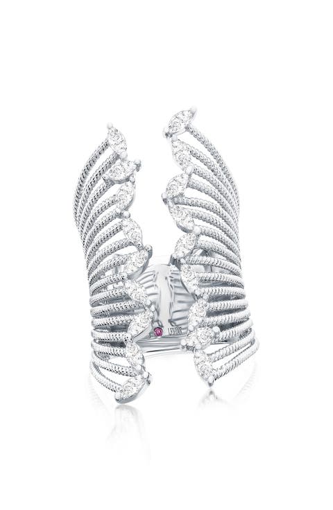 White Cubic Zirconia Marquise Open Ring