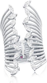 SUZY LEVIAN White Cubic Zirconia Marquise Open Ring