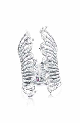 SUZY LEVIAN White Cubic Zirconia Marquise Open Ring