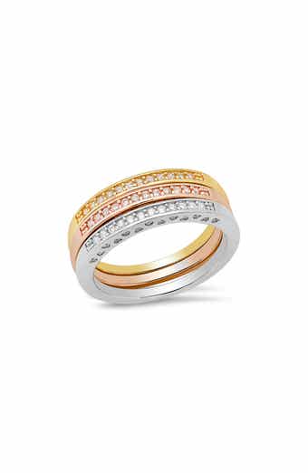 HMY JEWELRY Tri-Tone Simulated Diamond Band Ring