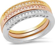 HMY JEWELRY Tri-Tone Simulated Diamond Band Ring