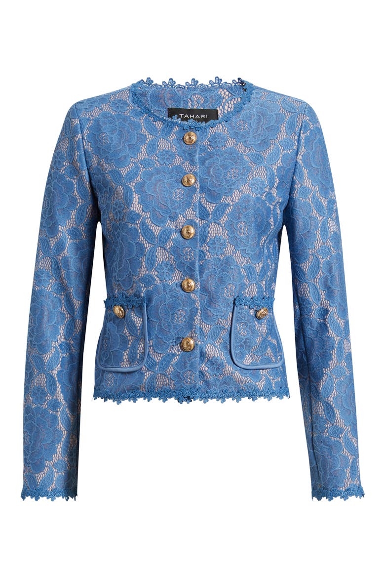 Bonded Lace Jacket, Alternate, color, BLUE PETAL