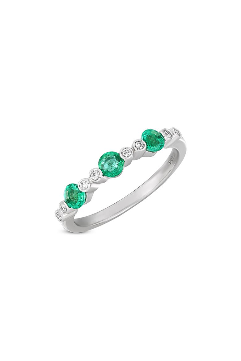 El Mar Diamond & Emerald Stacking Ring, Main, color, GREEN