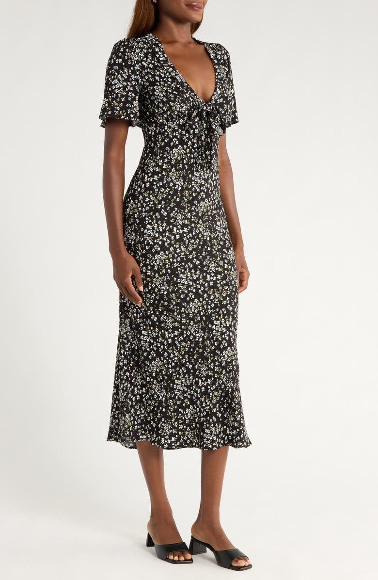 Reformation Tyra Floral Short Sleeve Midi Dress, Alternate, color, Colette