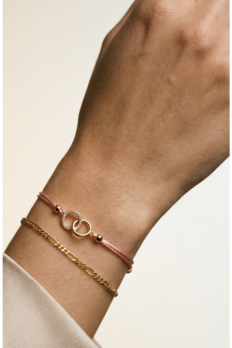 Set of 2 Friendship Bracelets, Alternate, color, GOLD/ PINK