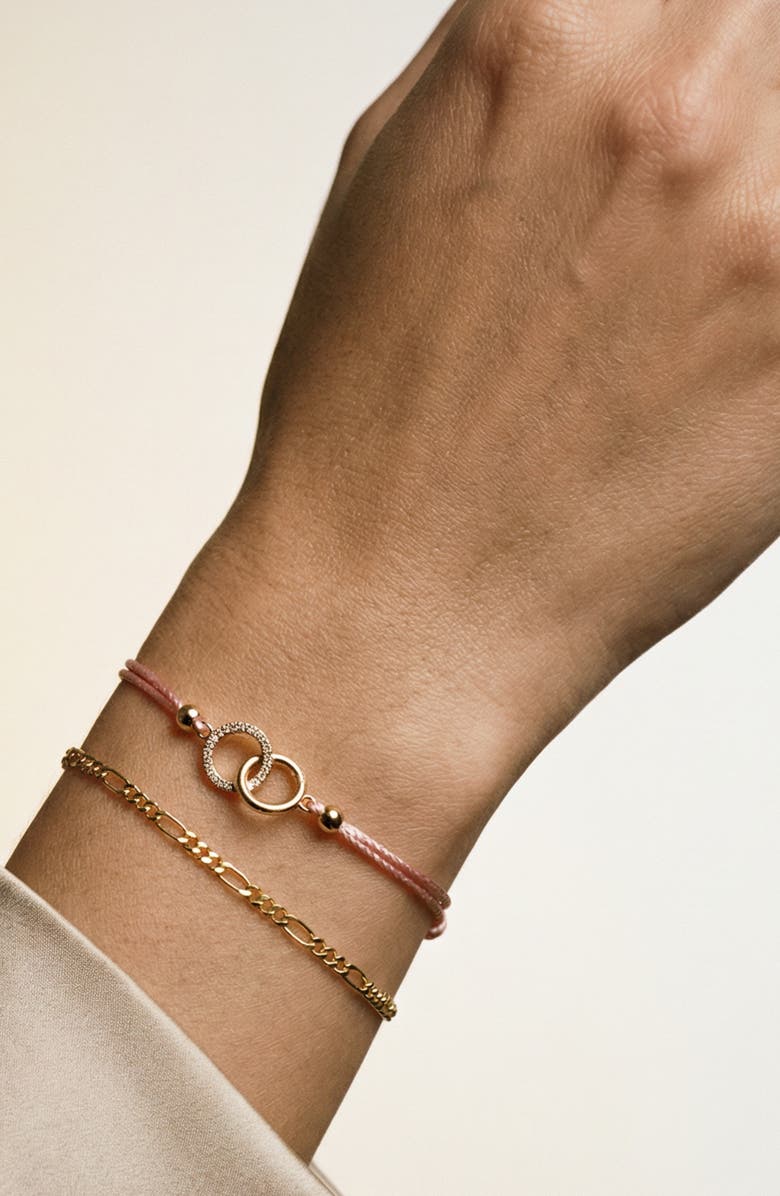 ARGENTO VIVO Set of 2 Friendship Bracelets, Alternate, color, Gold/ Pink