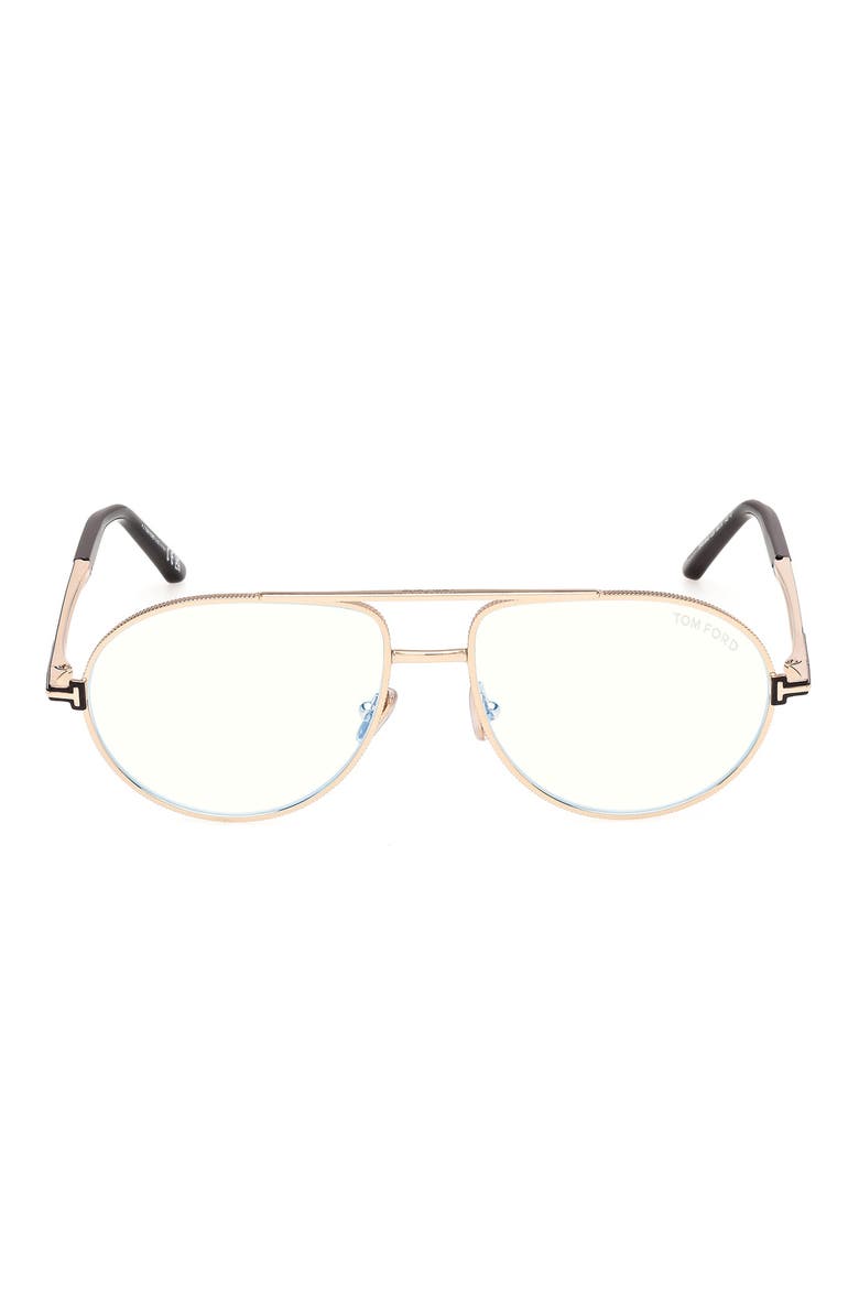 56mm Pilot Optical Glasses, Main, color, SHINY ROSE GOLD ROSE GOLD T L