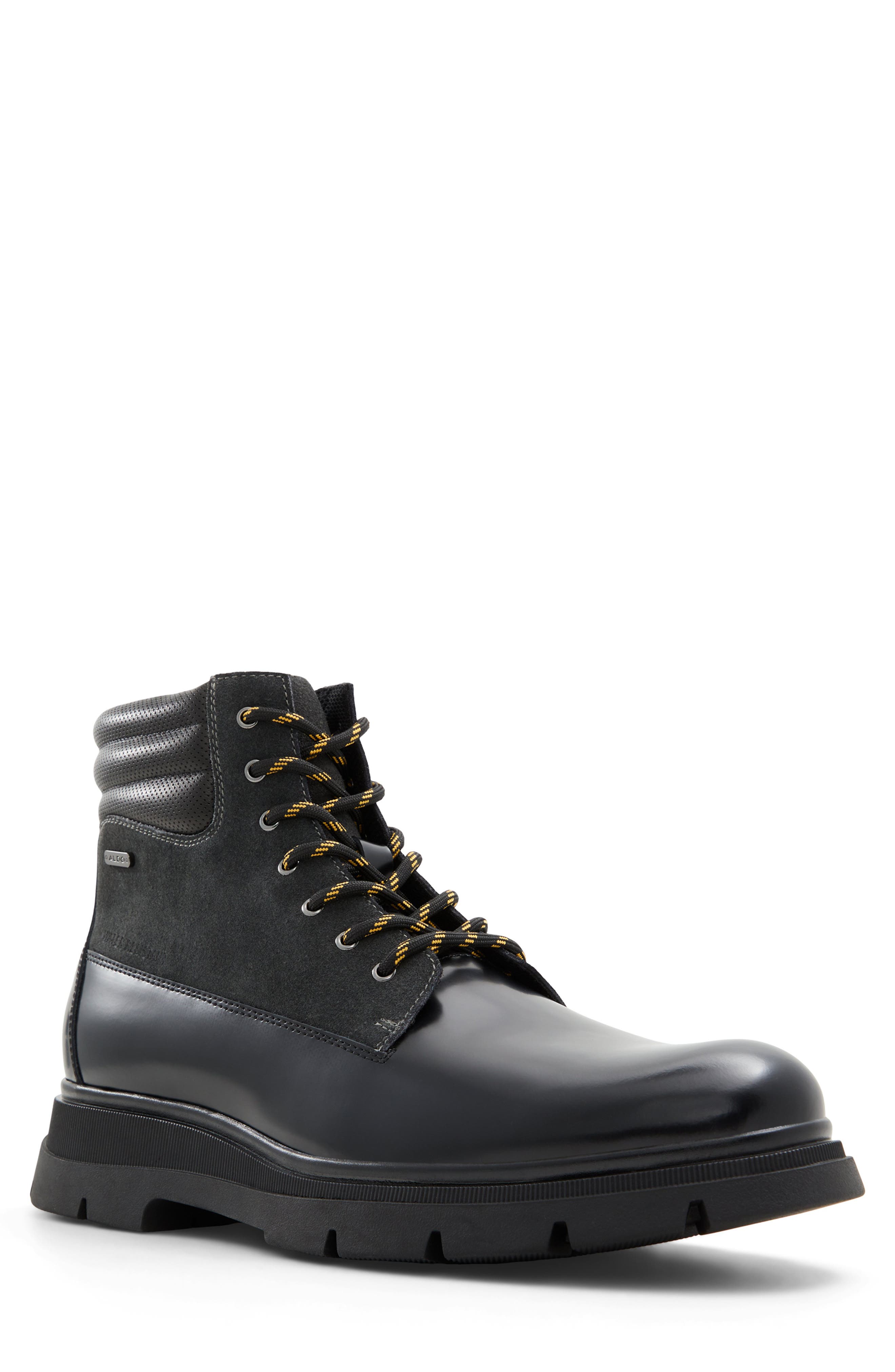 ALDO Mayfair Water Resistant Lace-Up Boot, Main, color, Charcoal