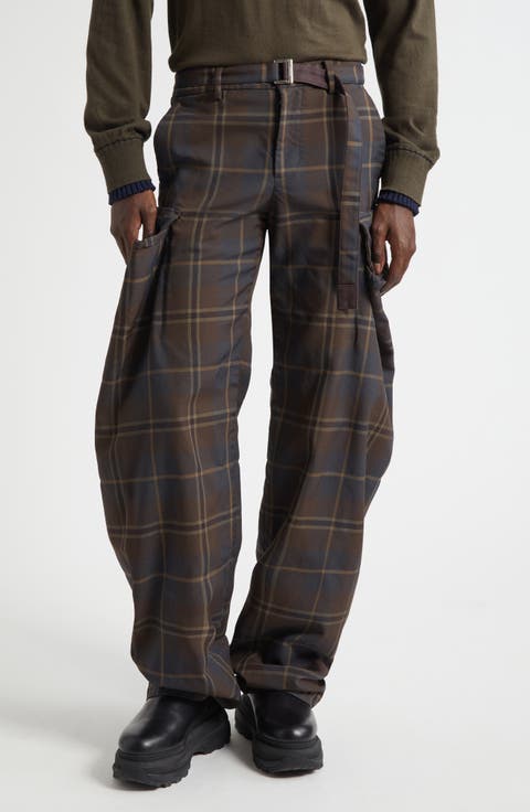 Belted Plaid Cargo Pants