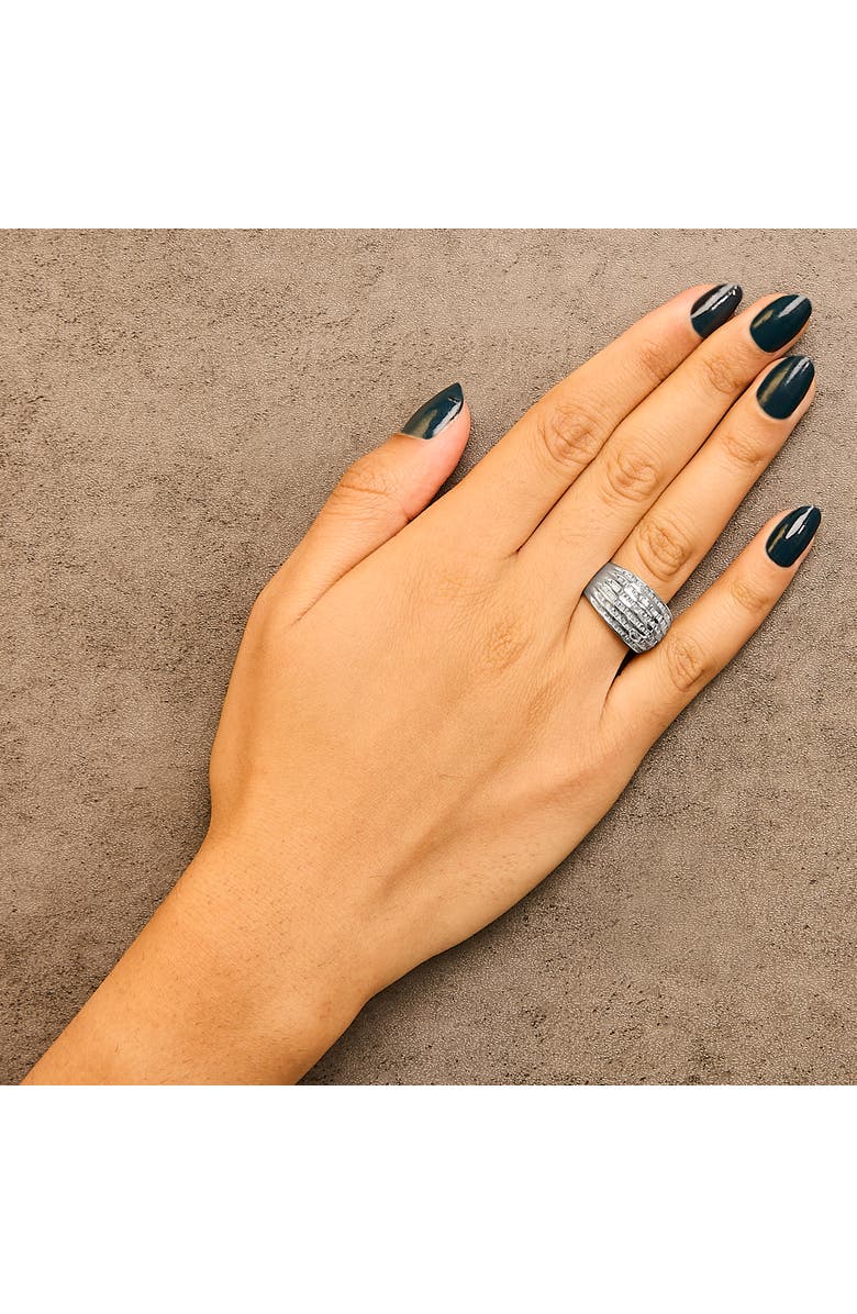 Haus of Brilliance Silver 1.0 Cttw Channel Set Baguette Diamond 6-Row Domed Cocktail Ring, Alternate, color, White