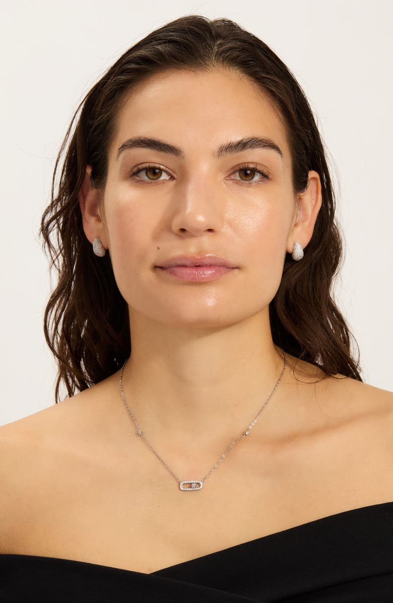 Adornia Pavé Cubic Zirconia Pendant Necklace, Alternate, color, Silver