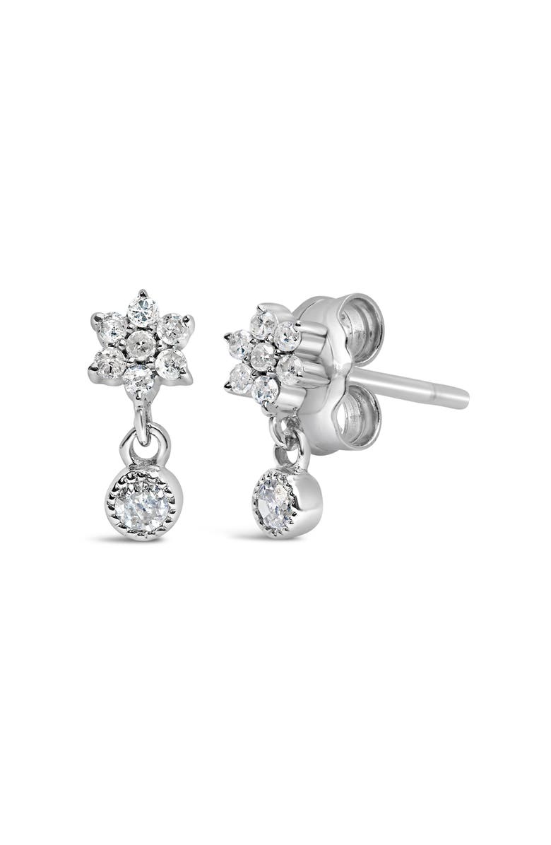 Haus of Brilliance Silver 1/10 Cttw Diamond Star Stud with Bezel Drop Dangle Earrings, Alternate, color, White