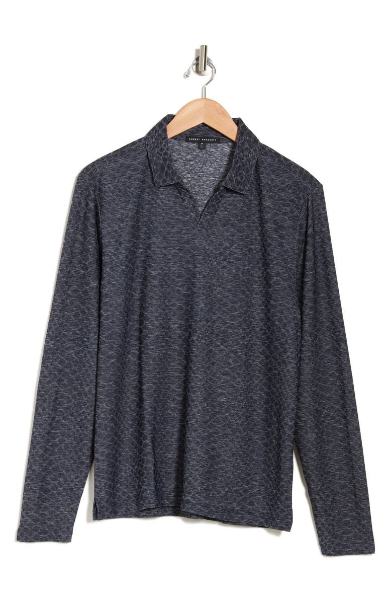 Robert Barakett Saldon Long Sleeve Jacquard Polo, Alternate, color, 