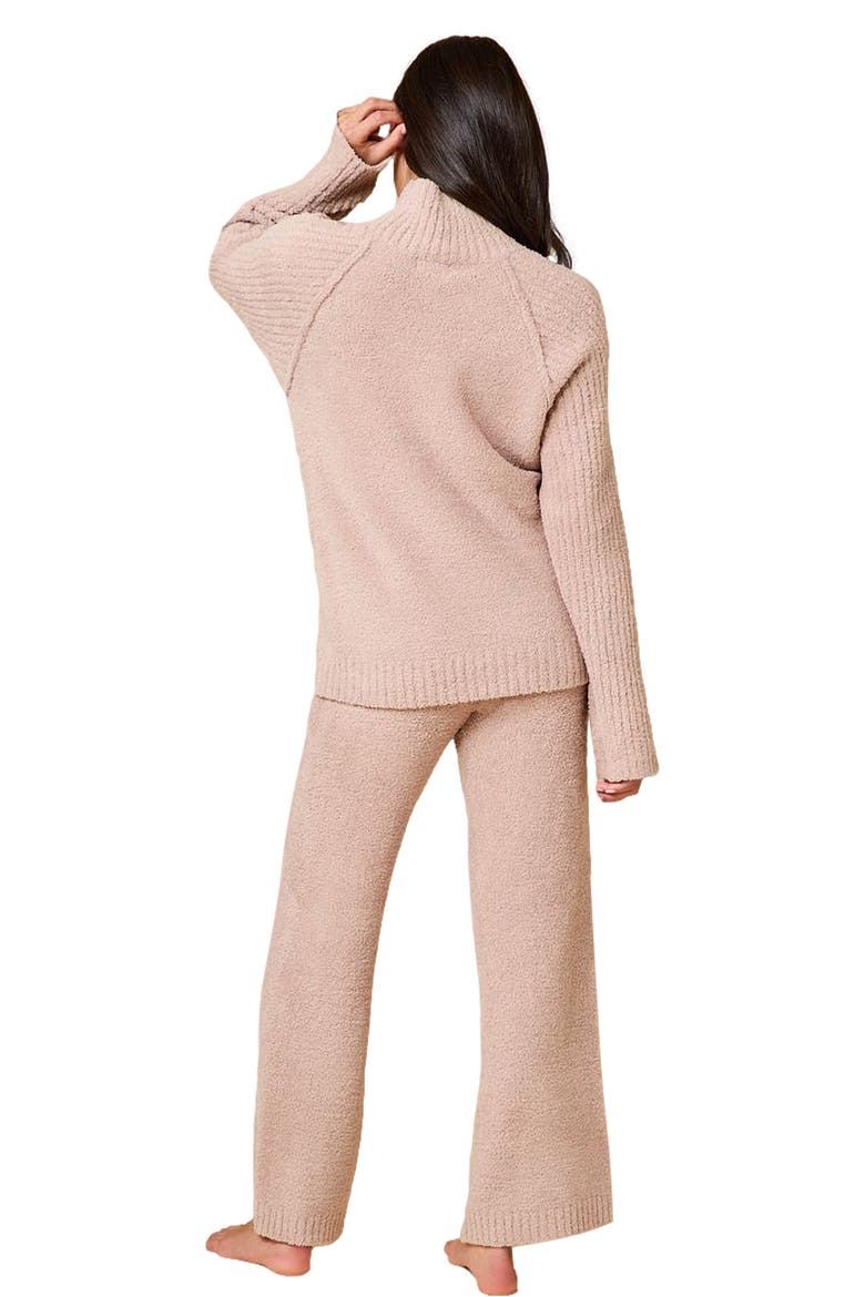 Solid Marshmallow Rib Mock Neck with Long Pant, Alternate, color, Coco