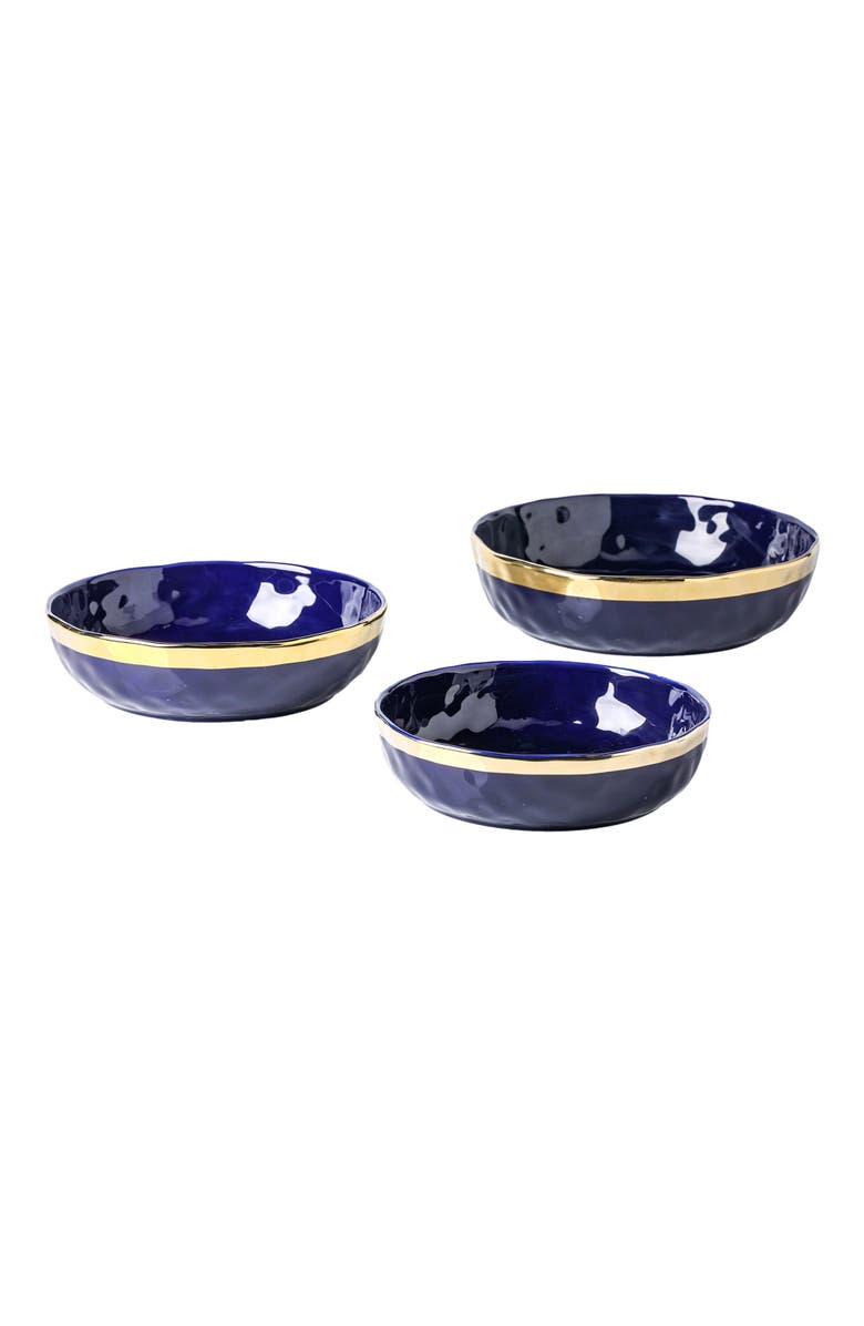 Stone Lain Florian Porcelain 3-Piece Serving Shallow Bowl Set, Main, color, Blue