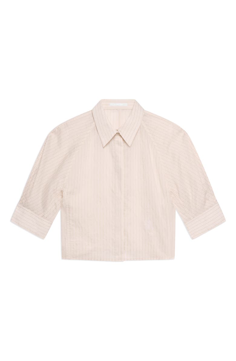 Helmut Lang Semi-Sheer Stripe Button-Up Crop Top, Alternate, color, 