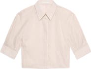 Helmut Lang Semi-Sheer Stripe Button-Up Crop Top