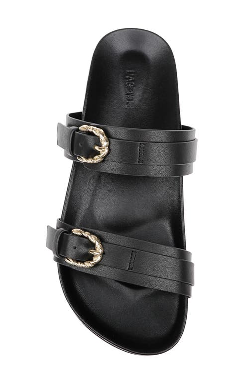 L Agence Gaelle Slides Black In Black Leather