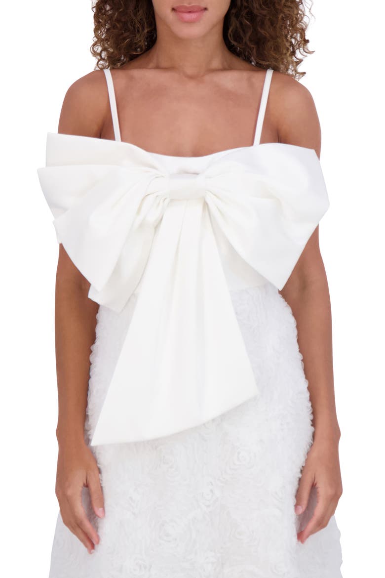 Soutache Bow Midi Dress, Alternate, color, WHITE