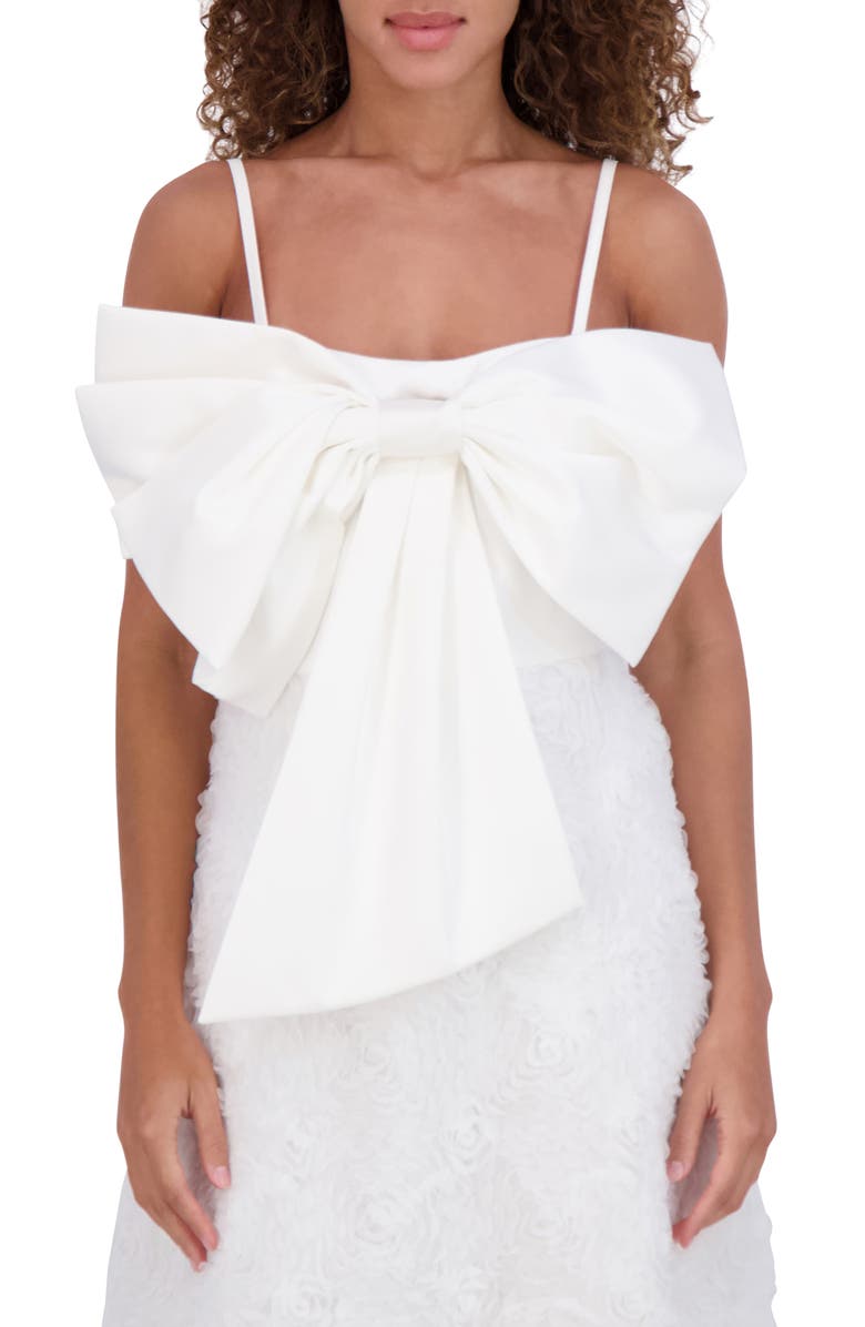 Kensie Soutache Bow Midi Dress, Alternate, color, White