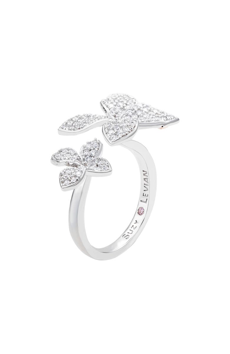 SUZY LEVIAN Sterling Silver CZ Double Flower Ring, Alternate, color, White