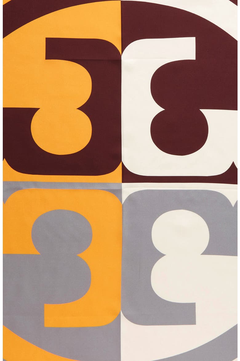 Colorblock Monogram Silk Square Scarf, Alternate, color, COLOR-BLOCK SQUARE ORANGE