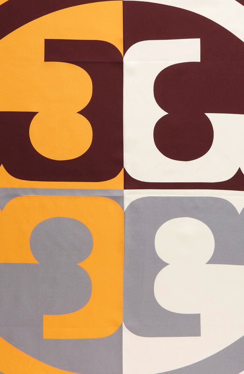 Tory Burch Colorblock Monogram Silk Square Scarf, Alternate, color, 