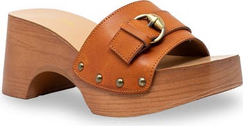 Soraya Buckle Platform Wedge Slide Sandal