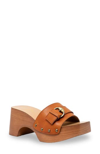 CHASE & CHLOE CHASE AND CHLOE SORAYA BUCKLE PLATFORM WEDGE SLIDE SANDAL 