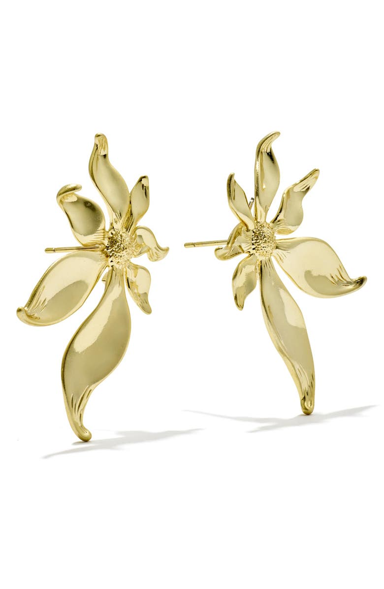 Kendra Scott Anya Flower Stud Earrings, Alternate, color, Gold