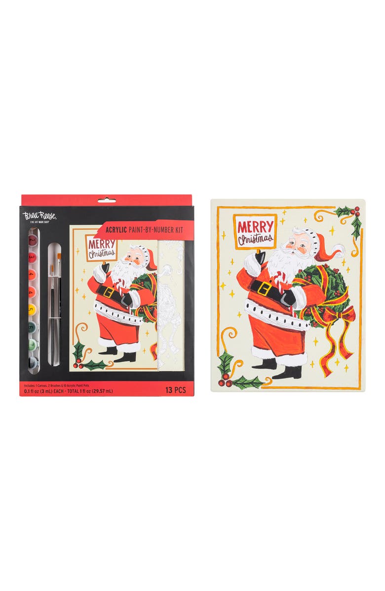 Brea Reese Acrylic Paint By Number Kit Santa, Alternate, color, Multicolored