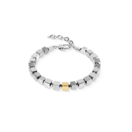 COEUR DE LION Stainless Steel Cubes Bracelet With Graphic Relief And Stainless Steel Gold