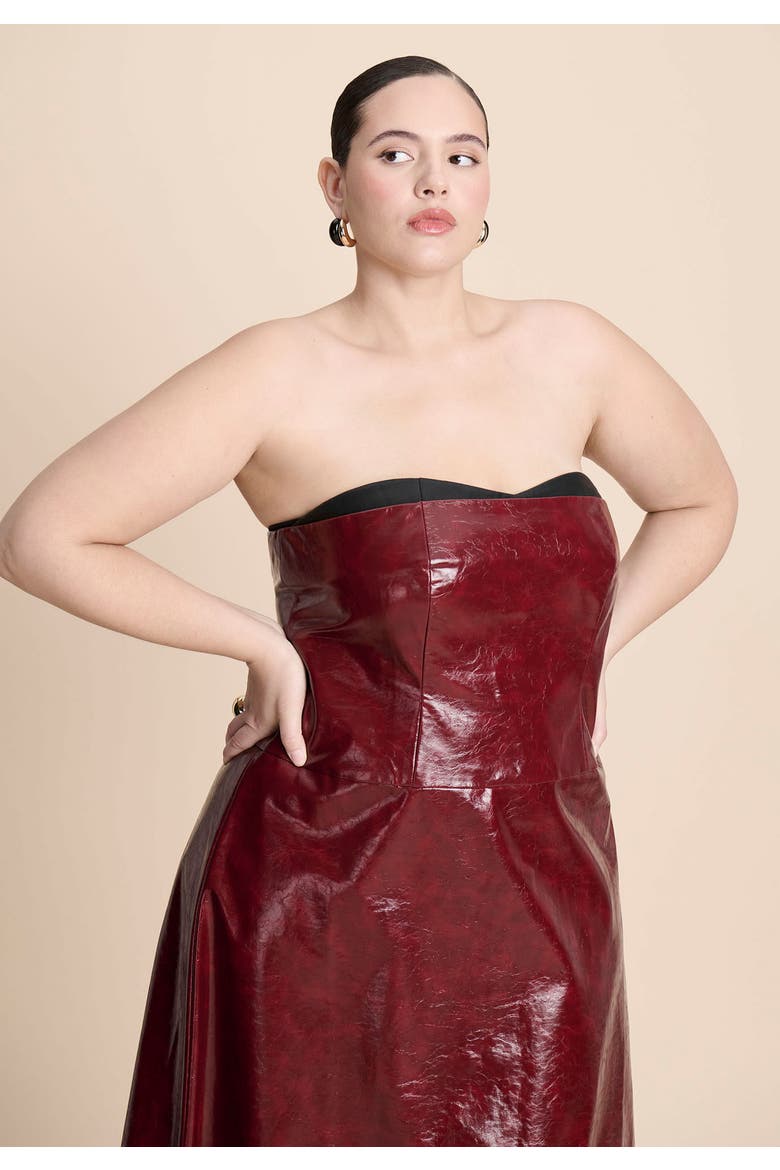 Textured Faux Leather Dress With Cup Detail, Alternate, color, POMEGRANATE
