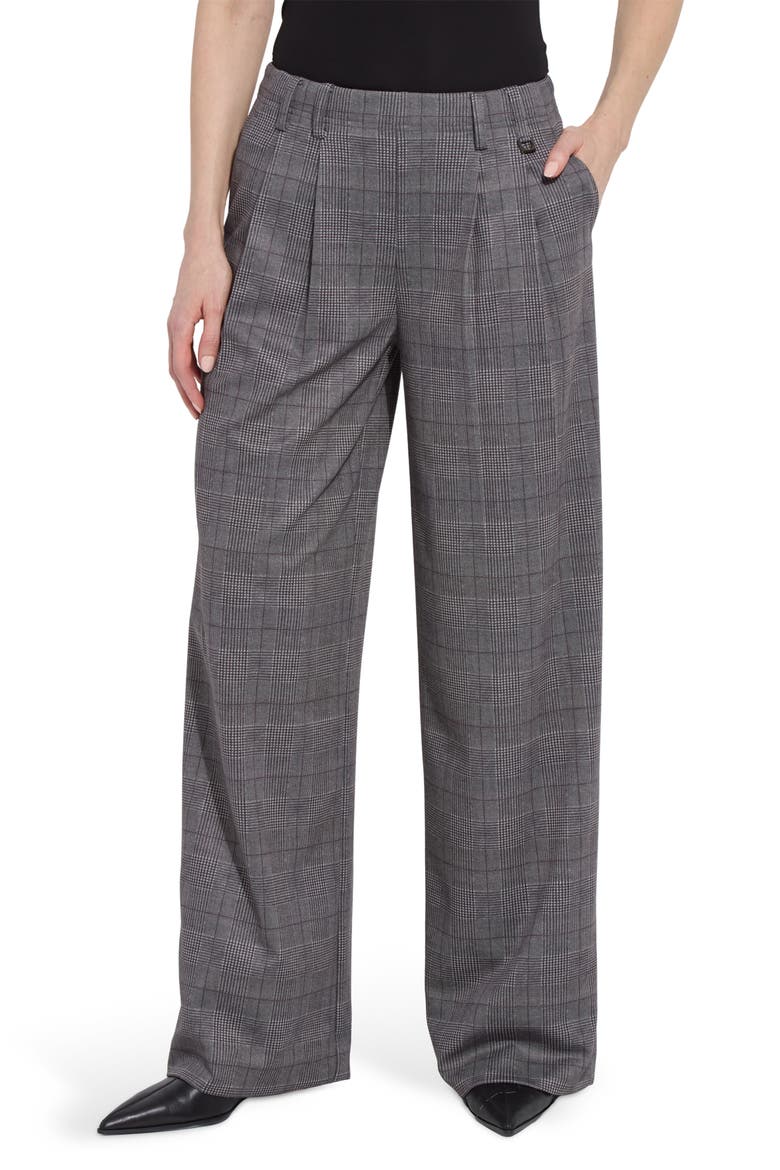 Darcy Pleated Wide Leg Ponte Pants, Main, color, LONDON GLEN PLAID