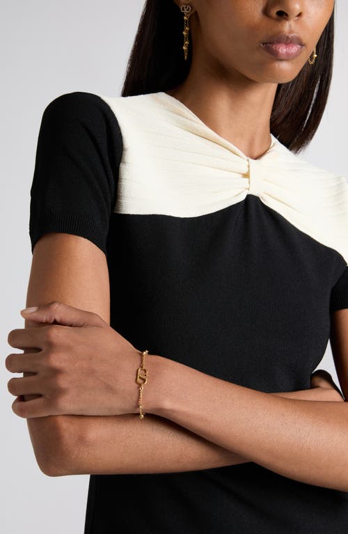 Valentino Bow Detail Knit A-line Sweater Dress In Black