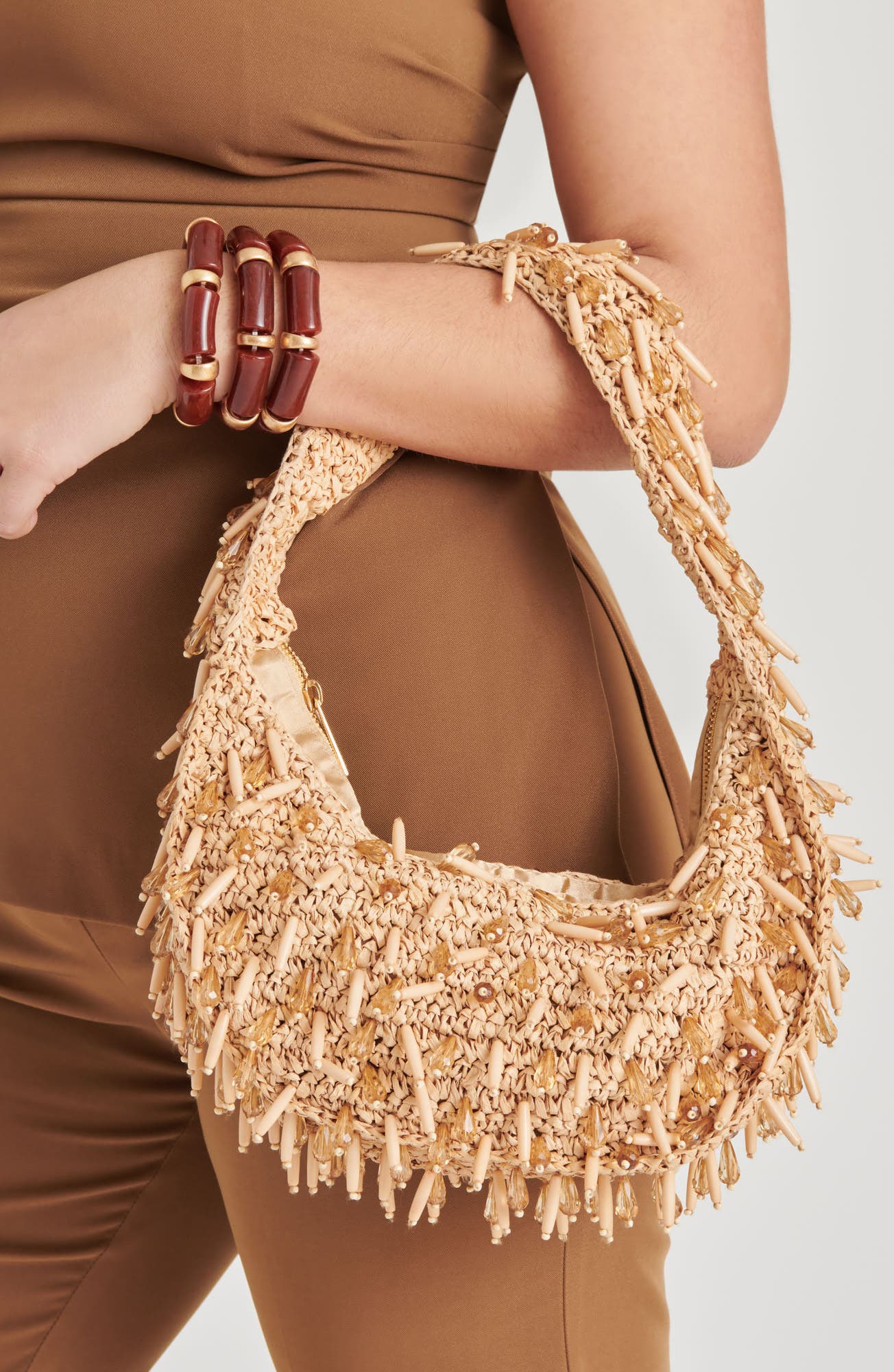 Dolce Vita Caicos Beaded Raffia Shoulder Bag, Alternate, color, 