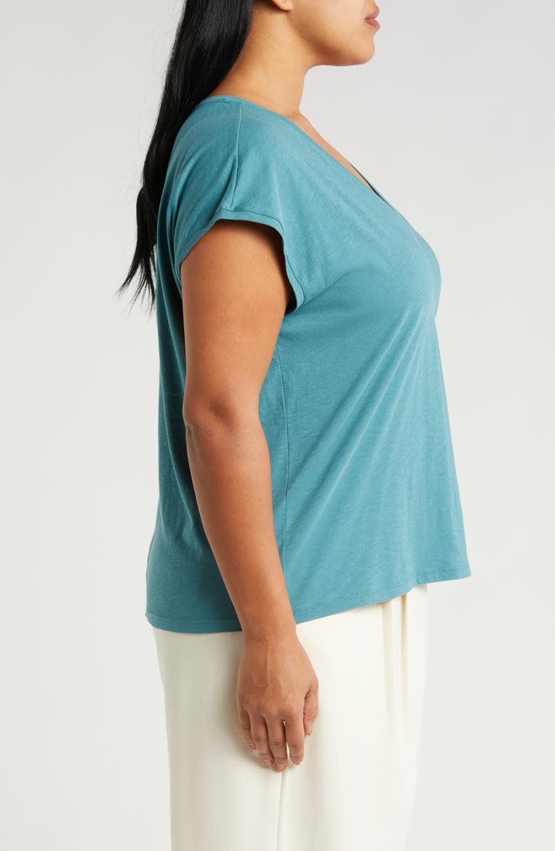 Nordstrom V-Neck Pima Cotton Slub T-Shirt, Alternate, color, Teal Hydro
