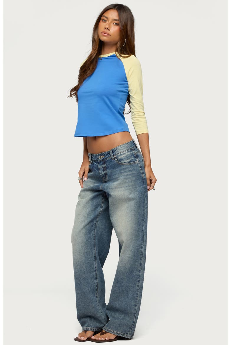 Emma Raglan Sleeve T-Shirt, Alternate, color, BLUE-AND-YELLOW