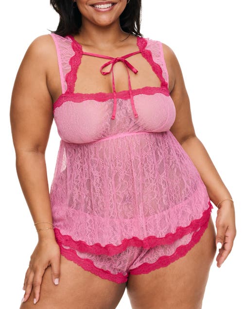 Adore Me Ettie Cami & Shorts Set Lingerie In Medium Pink