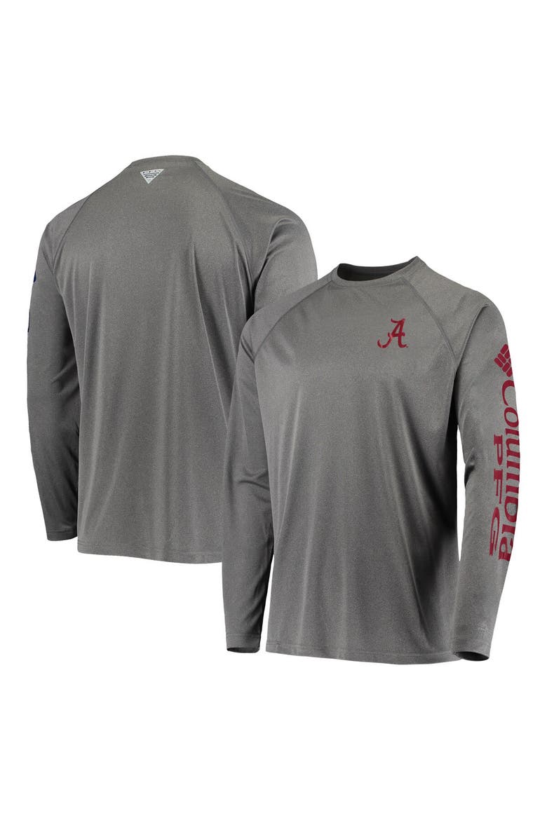 Men's Columbia Charcoal Alabama Crimson Tide Terminal Tackle Omni-Shade Raglan Long Sleeve T-Shirt, Main, color, Charcoal