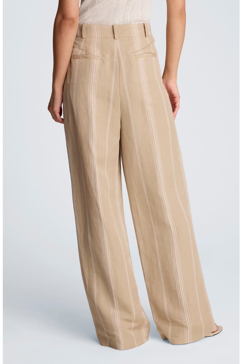 Double Pleat Wide Leg Pants, Alternate, color, TILESTRIPES TAUPE / WHITE