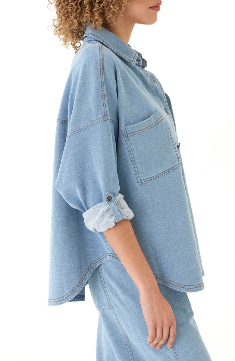 Threads 4 Thought Blaire Denim French Terry Button-Up Shirt, Alternate, color, Light Wash