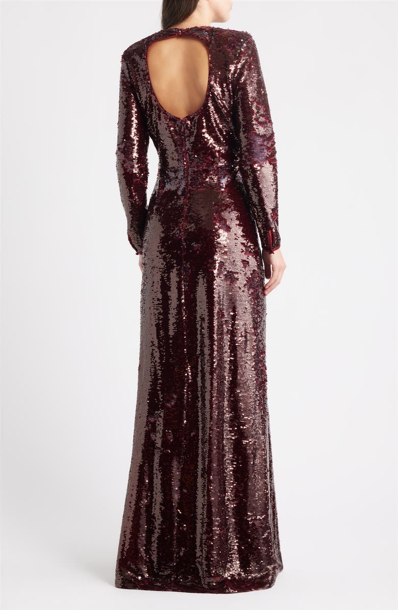 LIKELY Reese Sequin Long Sleeve Gown, Alternate, color, Merlot