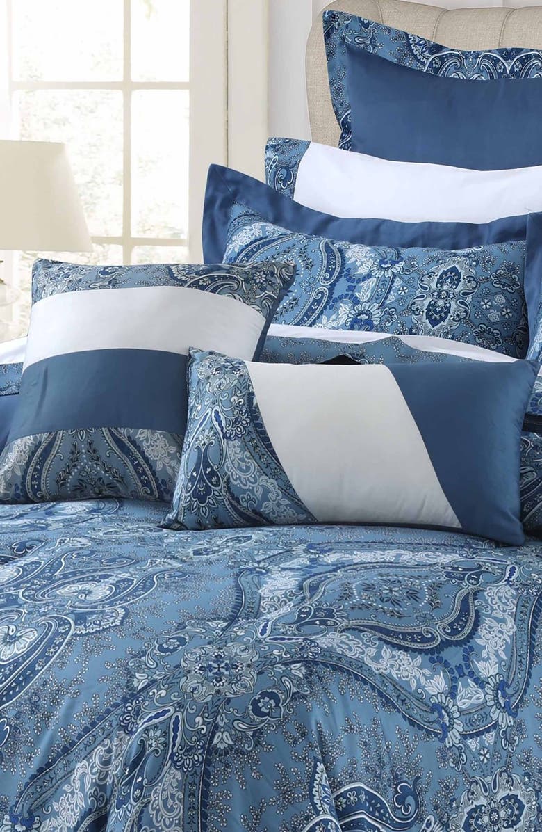 AZORES HOME Atlantis Cotton Bedding Set, Alternate, color, Blue