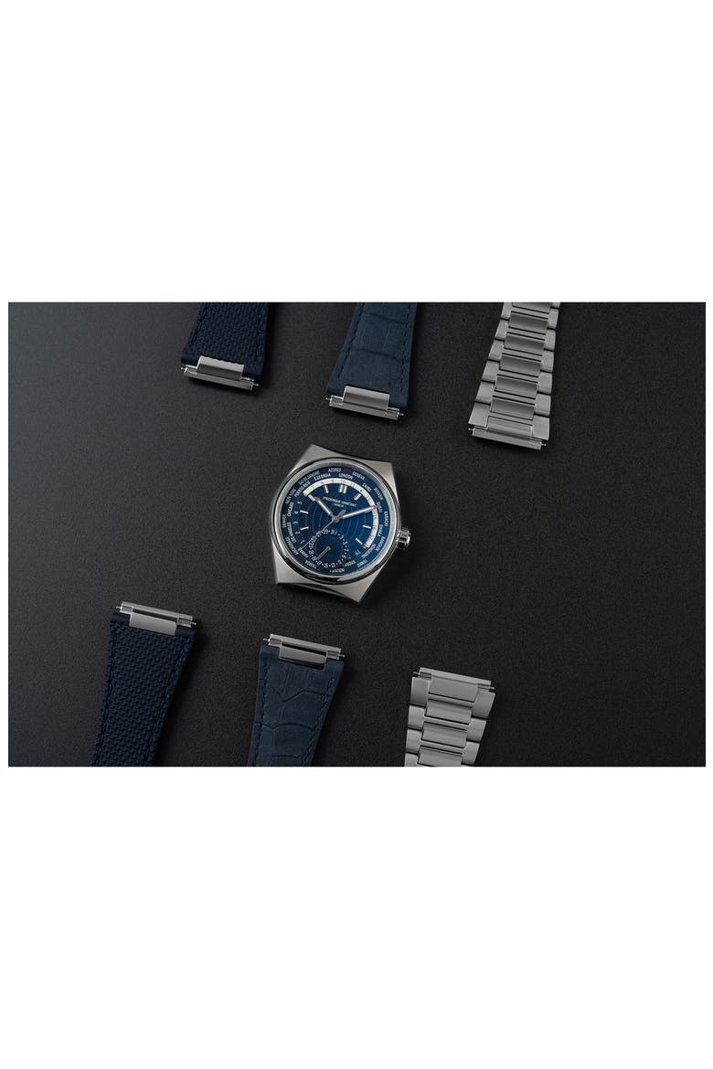 Highlife Worldtimer Manufacture Interchangeable Strap Automatic Watch, 41mm, Alternate, color, SILVER-TONE