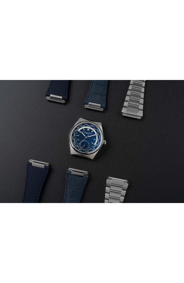 FREDERIQUE CONSTANT Highlife Worldtimer Manufacture Interchangeable Strap Automatic Watch, 41mm, Alternate, color, Silver-Tone